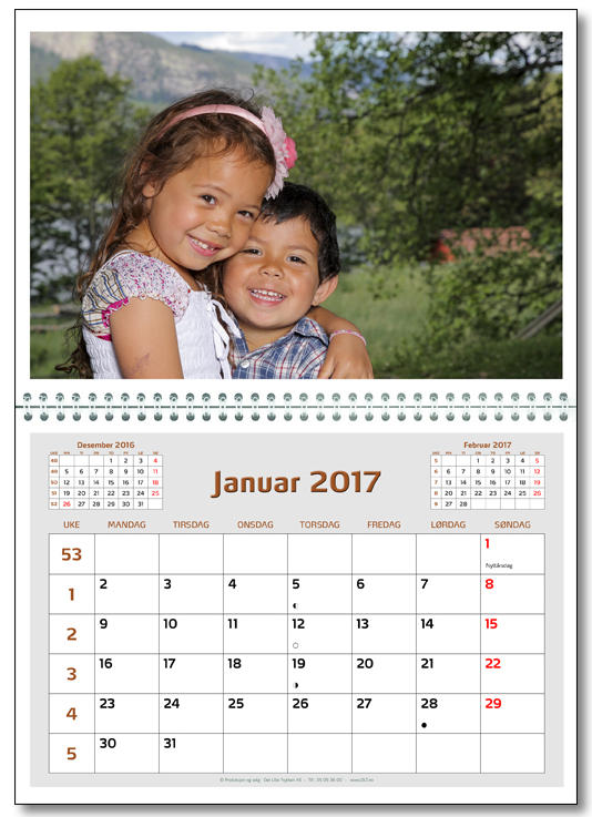 Fotokalender for 2017 fra Det Lille Trykkeri AS